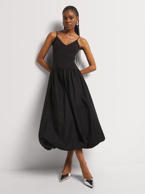 Bubble Hem Combo Midi Dress