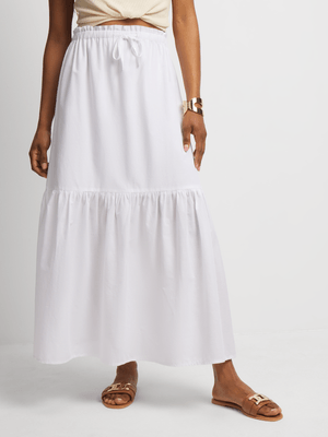 Women's White Tiered Skirt