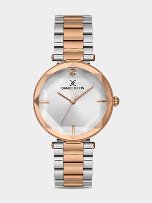 Daniel Klein Rose Plated Two-Tone Stainless Steel Bracelet Watch