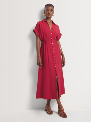 Turn Up Cap Sleeve Shirt Dress