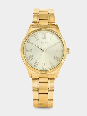 Tempo Gold Plated Champagne Dial Bracelet Watch