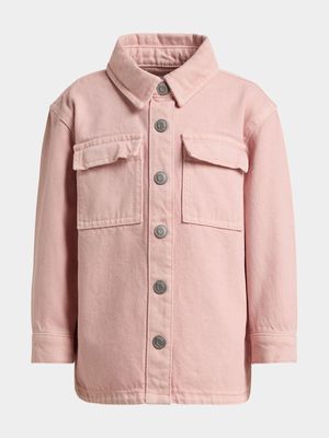 Older Girl's Pink Denim Shacket