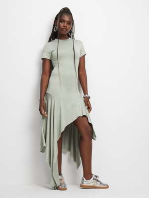 Women's Green A-Symmetrical Dress