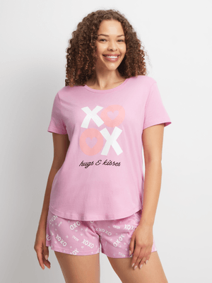 Jet Women's Pink Hugs & Kisses Pyjama Set