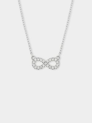 Sterling Silver Cubic Zirconia Kid's Petite Infinity Necklace