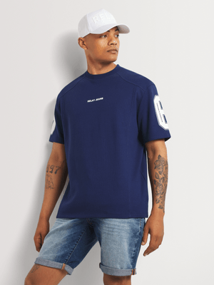 Men's Relay Jeans Boxy Baseball Jersey Navy T-Shirt