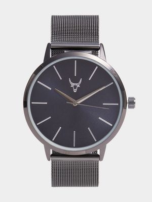 Men's Silver Gunmetal Mesh Watch