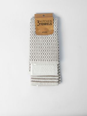 Tonal Stripe Waffle Kitchen Towel Grey 3Pack