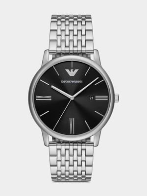 Emporio Armani Black Dial Stainless Steel Bracelet Watch