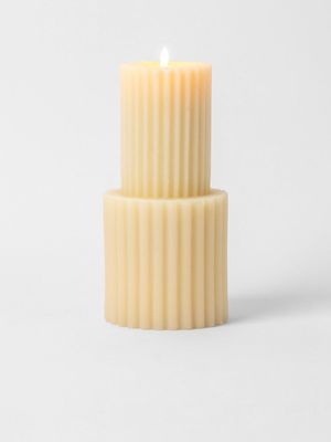 Stepped Pillar Candle White18cm