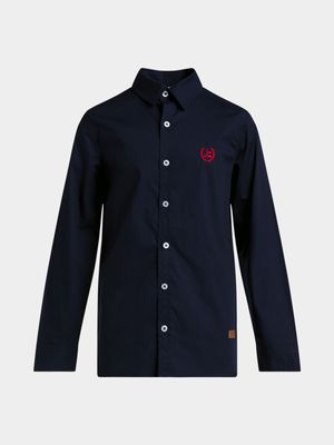 Jet Older Boys Navy Crown Embroidery Shirt