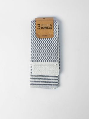 Tonal Stripe Waffle Kitchen Towel Blue 3Pack