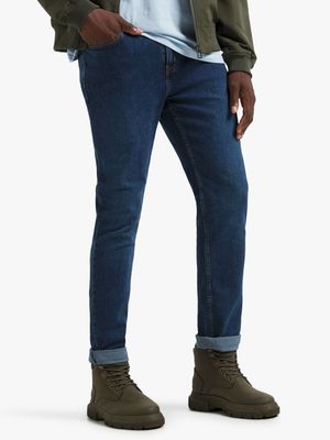 Jet Men's Mid Blue Slim Leg Denim Jeans