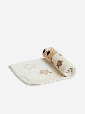 Jet Baby Boys Teddy On The Moon Stone Baby Blanket