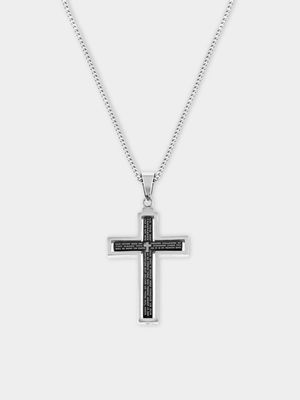 Icon Stainless Steel Two-Tone Puzzle Design Men’s Prayer Cross Pendant