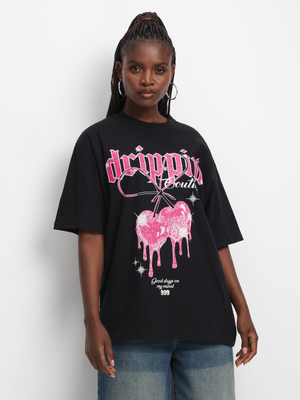 Women's Black Dripmade Graphic Top