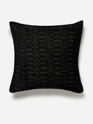 Minimal Velvet Geo Scatter Cushion Black 55x55cm