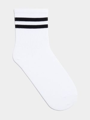 Women's White Striped Socks