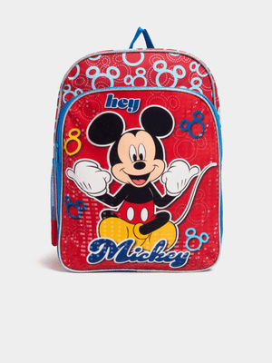 Jet Boys Red/Blue Mickey Mouse School Bag