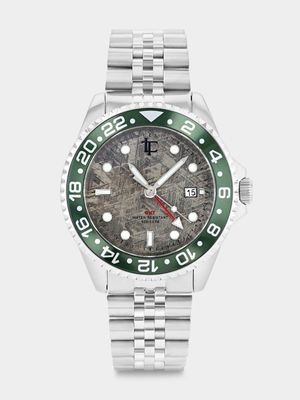 Legacy Neptune Green Plated Grey Dial Stainless Steel Bracelet Watch 45mm