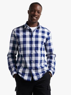 Men's Navy & White Checked Shirt