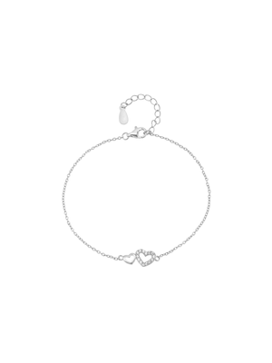 Miss Swiss Sterling Silver Cubic Zirconia Double Heart Bracelet