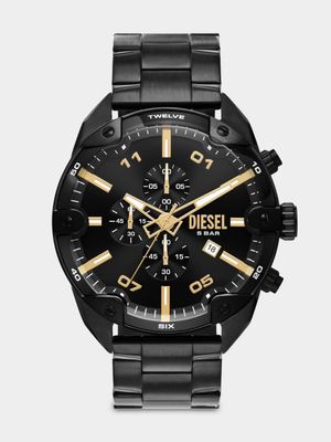 Diesel Spiked Black Plated Stainless Steel Chronograph Bracelet Watch