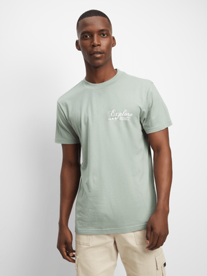 Men's Green Back Print T- Shirt