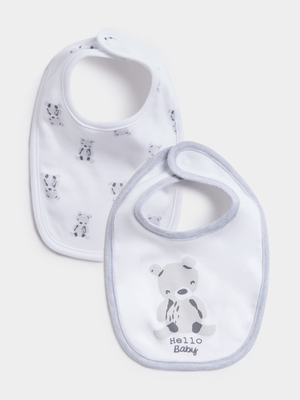 Jet Baby White Bears 2 Pack Bibs