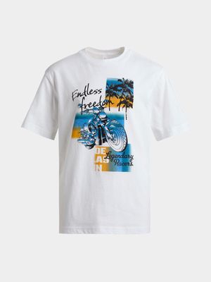 Younger Boy's White Graphic Print T-Shirt