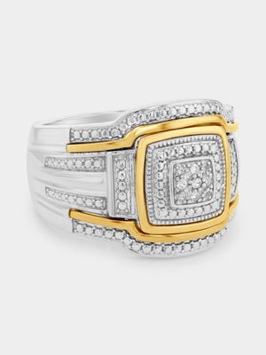 Yellow Gold & Sterling Silver White Sapphire Cushion Opulence Ring