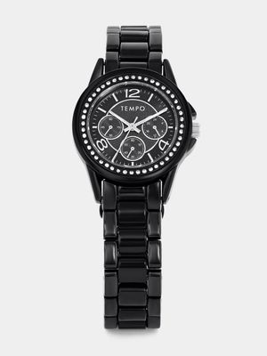 Tempo Black Plated Black Multi Dial Bracelet Watch