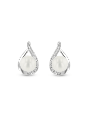 Sterling Silver & Freshwater Pearl Droplet Stud Earrings