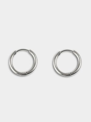 Men's Markham Stainless Steel Slim Silver Hoop Earrings