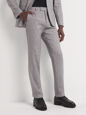 Fabiani Men's Grey Wide Stripe Linen Trouser