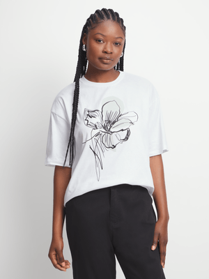 Jet Women's White Flower T-Shirt