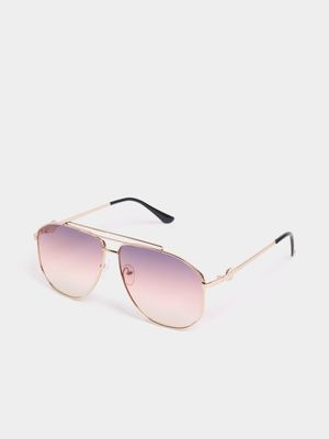 Double Bar Angular Aviator Sunglasses