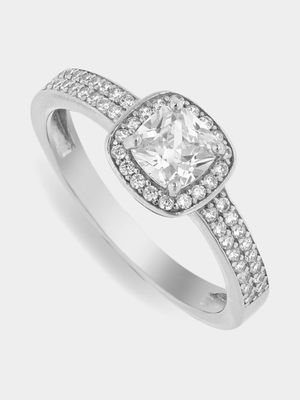 Sterling Silver Cubic Zirconia Cushion-Cut Lara Ring