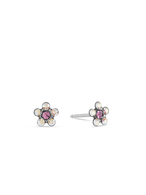 Stainless Steel & Crystal Daisy Stud Earrings