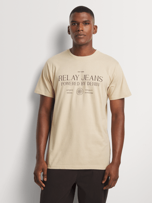 Men's Relay Jeans Slim Fit Choc Branded Stone Graphic T-Shirt