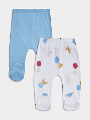 Jet Infant Boys Blue/White 2 Pack Leggings