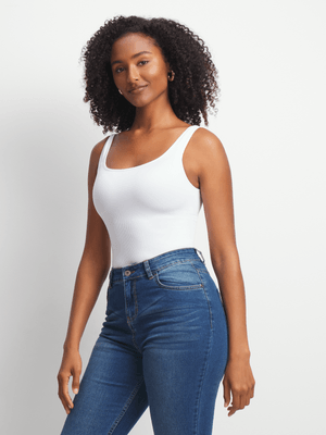 Jet Women's White Square Neck Seamless Bodysuit