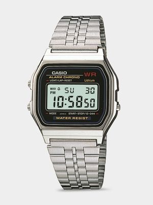 Casio Retro Digital Silver Tone Stainless Steel Watch