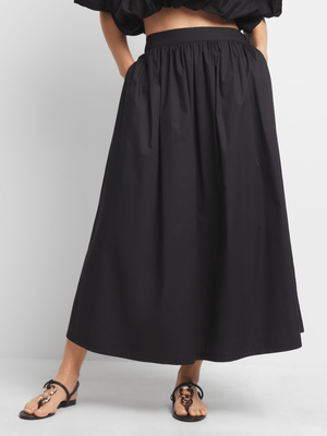 Women's Black Poplin Skirt