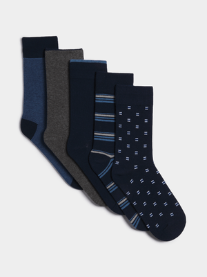 Men's 5-Pack Navy Anklet Socks