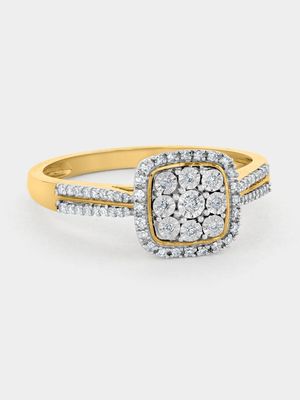 Yellow Gold Diamond Cushion Halo Ring