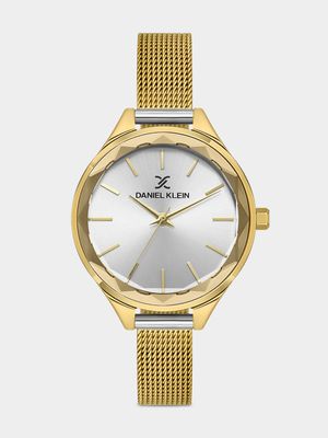 Daniel Klein Gold Plated Silver Tone Dial Mesh Watch