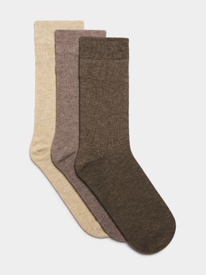 Jet Men's 3 Pack Plain Natural Anklets Socks in Nude