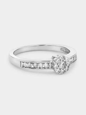 Sterling Silver Cubic Zirconia Cluster Baguette Promise Ring