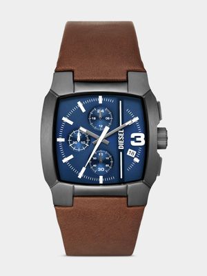 Diesel Cliffhanger Gunmetal Plated Brown Leather Chronograph Watch